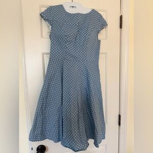 Blue Polka Dot Fit & Flare Dress – Size M